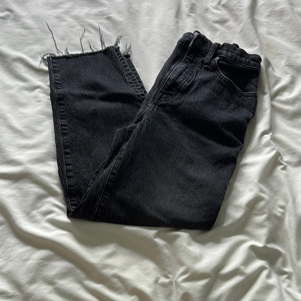 Women's Black Frayed Hem Jeans